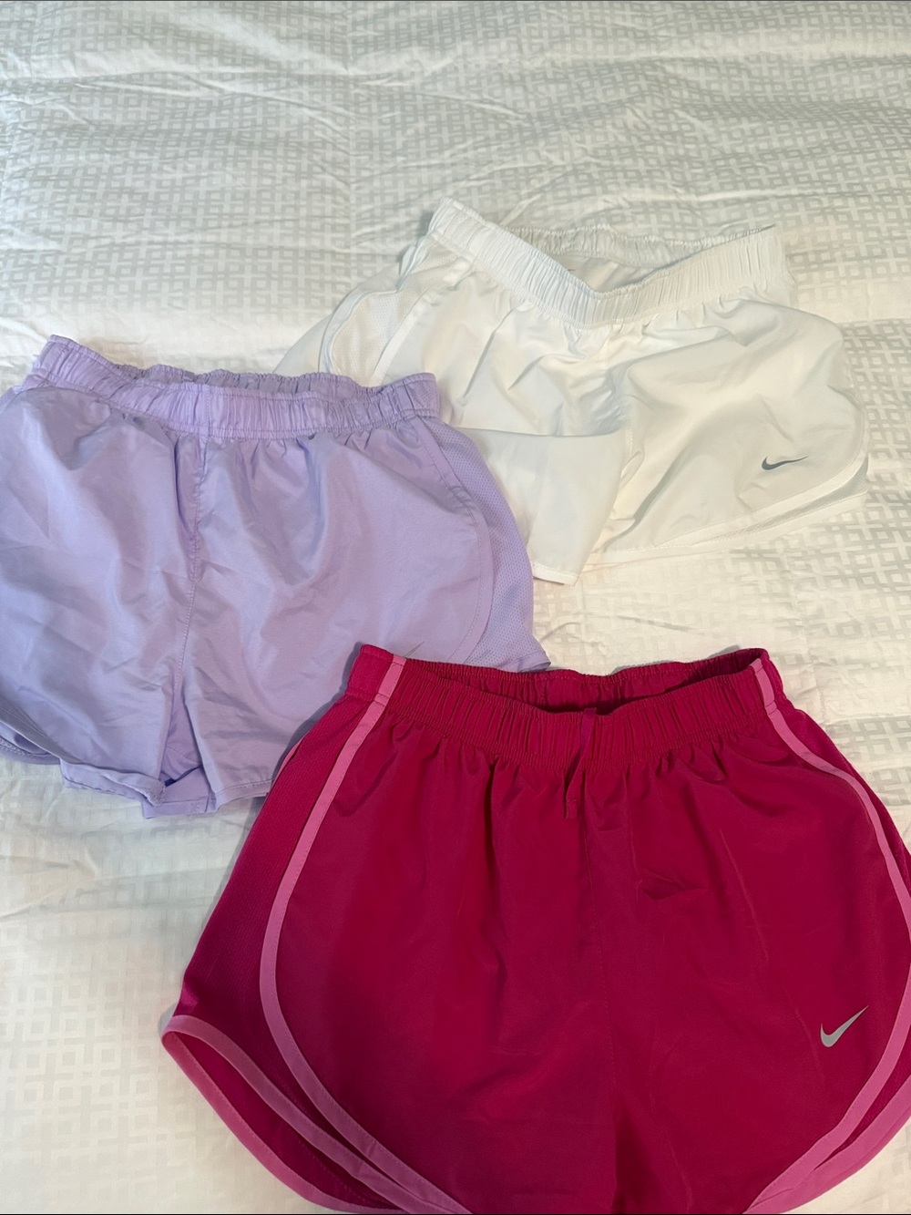 Nike Running Shorts Trio - White, Lavender, Magenta